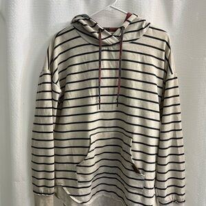 Maurices Beige and Black Striped Hoodie